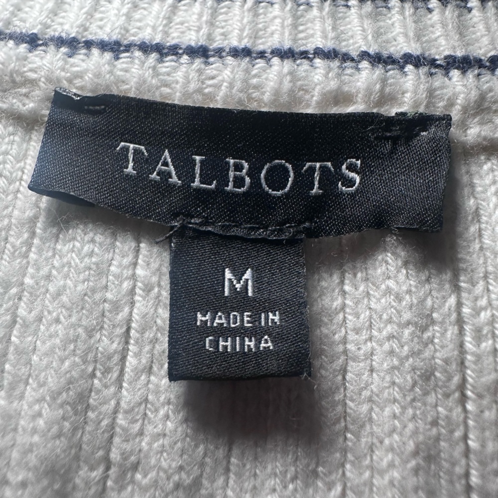 Talbots White Cardigan with Black Trim - Picture 5 of 6